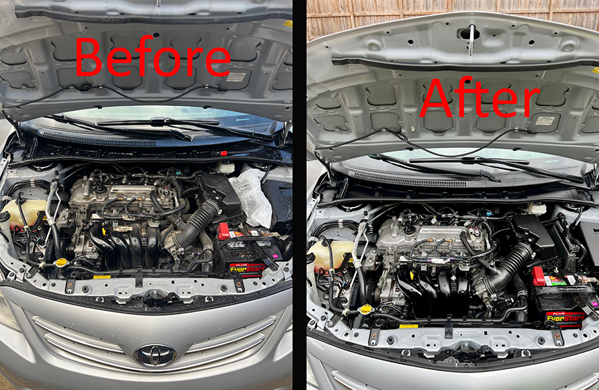 engine bay detail engine bay wash engine bay cleaned